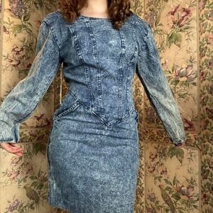 Vintage 1980s denim acid was dress